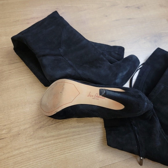 Sam Edelman Kayla Over The Knee Black Suede Boots - Picture 14 of 16